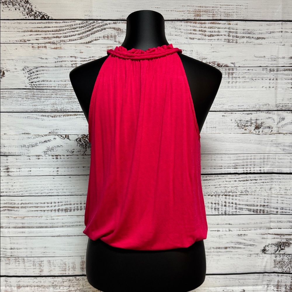 Max Studio Fuchsia Pleated Halter Blouse - Picture 2 of 4